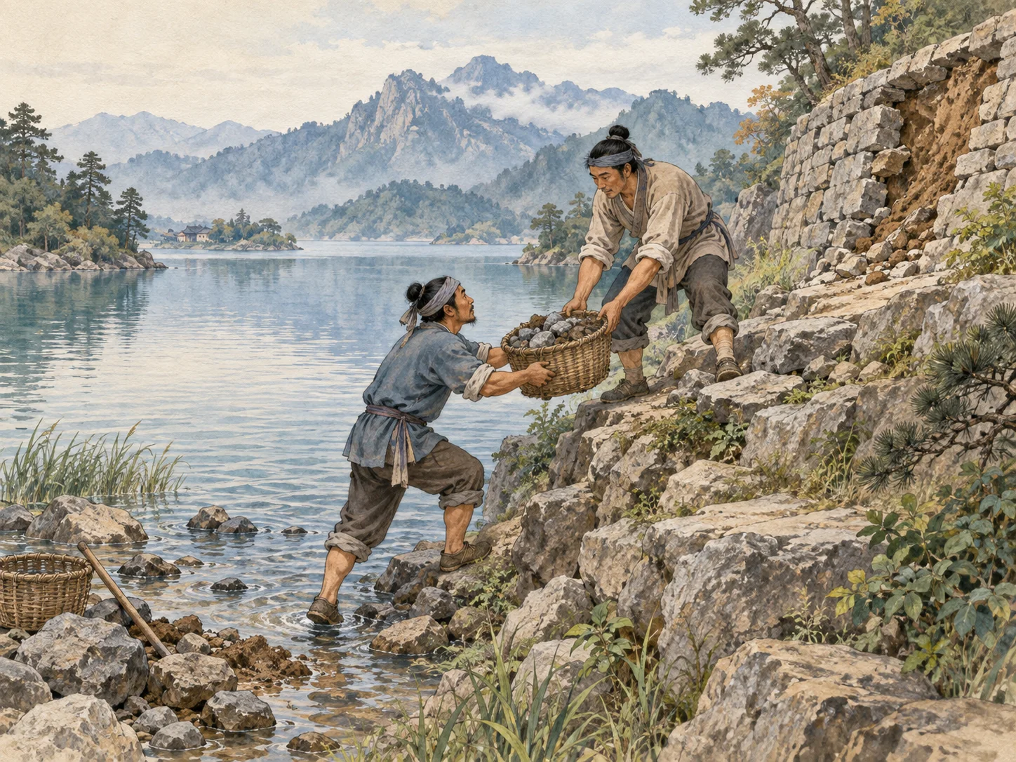 Mountain above Lake: Give with measure