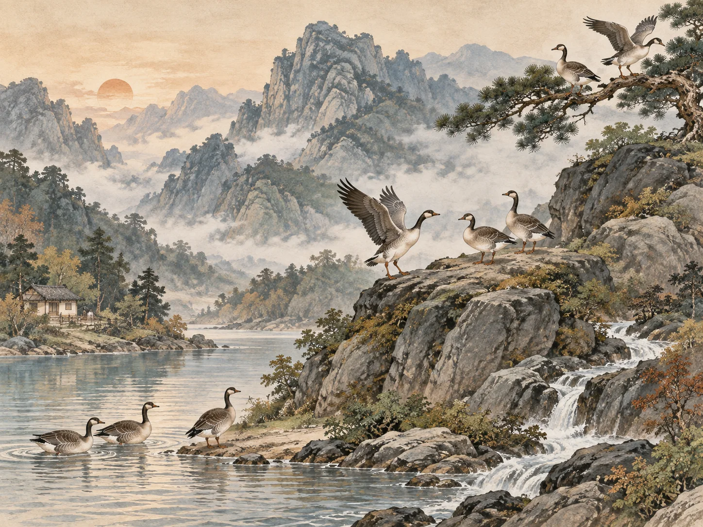 A goose advances · Progress finds its place.