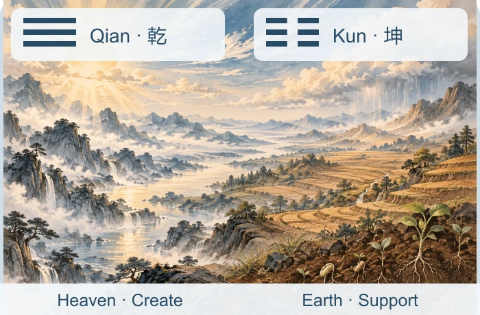 Qian and Kun: create and support