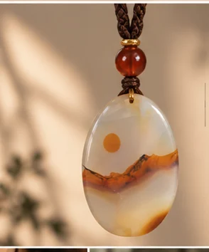 Agate pendant idea with a warm red accent bead — AI visualization